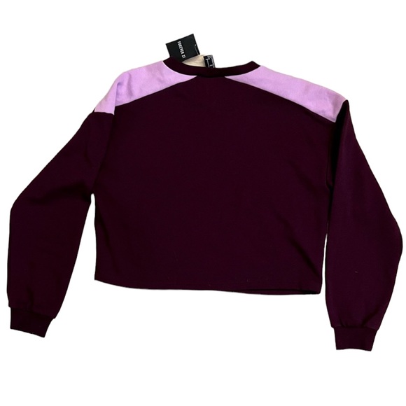 Forever 21 NWT Cropped Pullover 2-tone Crewneck Sweatshirt - Picture 2 of 2
